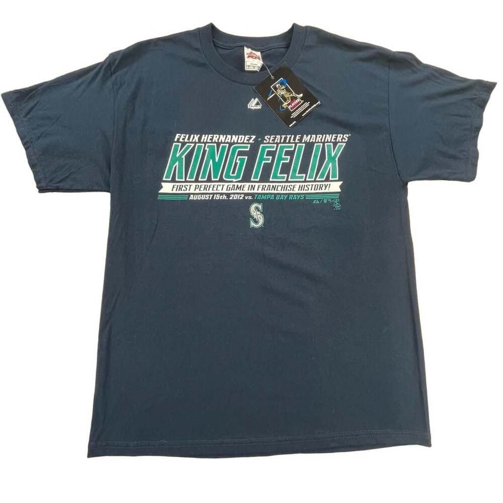 Majestic Seattle Mariners King Felix Hernandez 2012 Perfect Game T-Shirt Size L